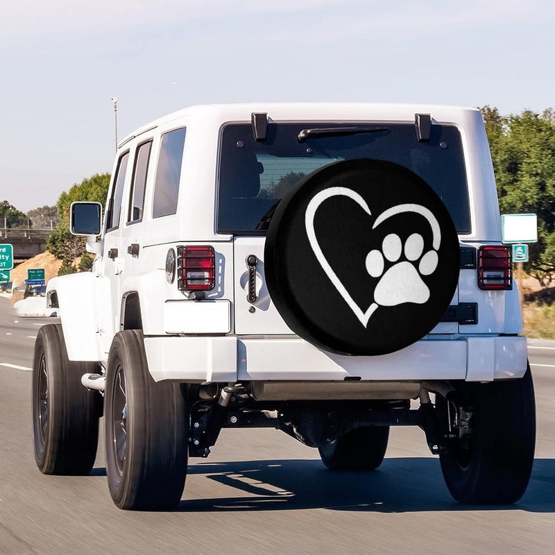 Foruidea Dog Pet Paws Love Heart Spare Tire Cover Dust-Proof Wheel Tire Cover Fit Trailer, RV, SUV and Many Vehicle 18inch - Image 3